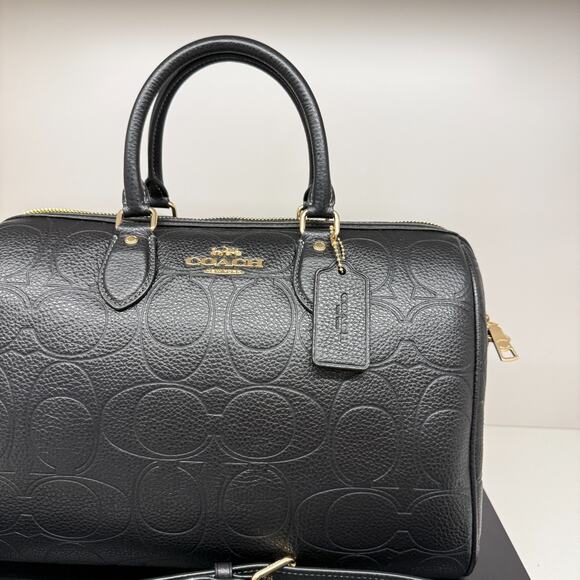 Coach Rowan Large Satchel Bag In Signature Leather CCD53 BLACK Gold - Picture 4 of 9